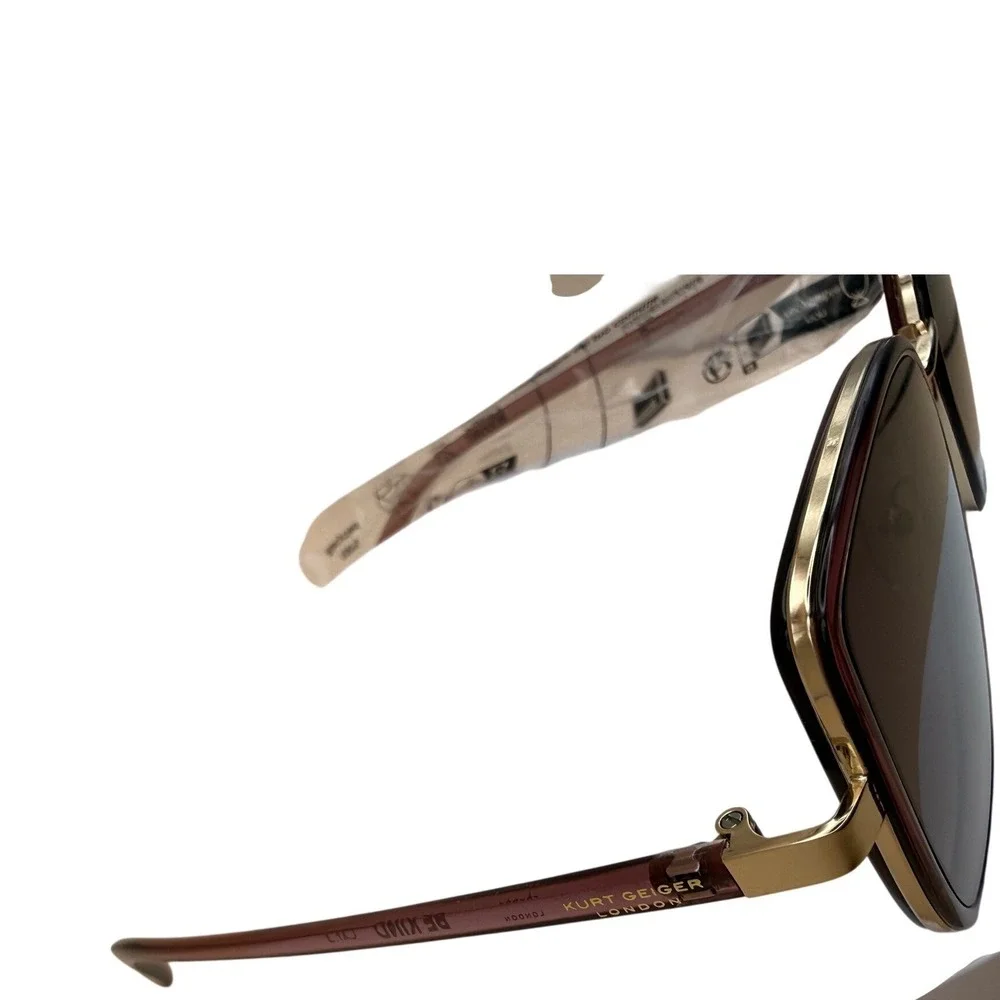 Kurt Geiger London Crystal Burgundy Square Butterfly Sunglasses NEW KGL9037/S